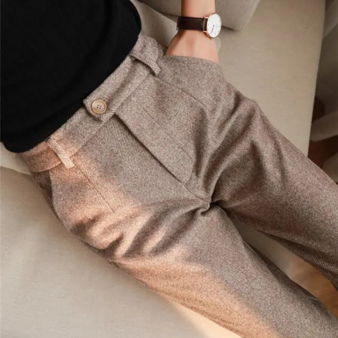 Harrow Herringbone Wool Trousers