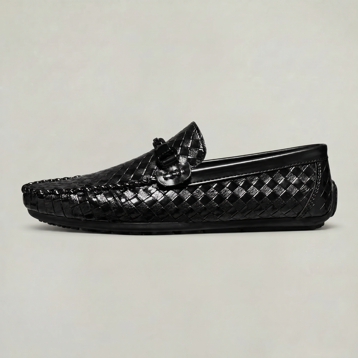 Men's Woven Leather Slip-On Driving Loafers