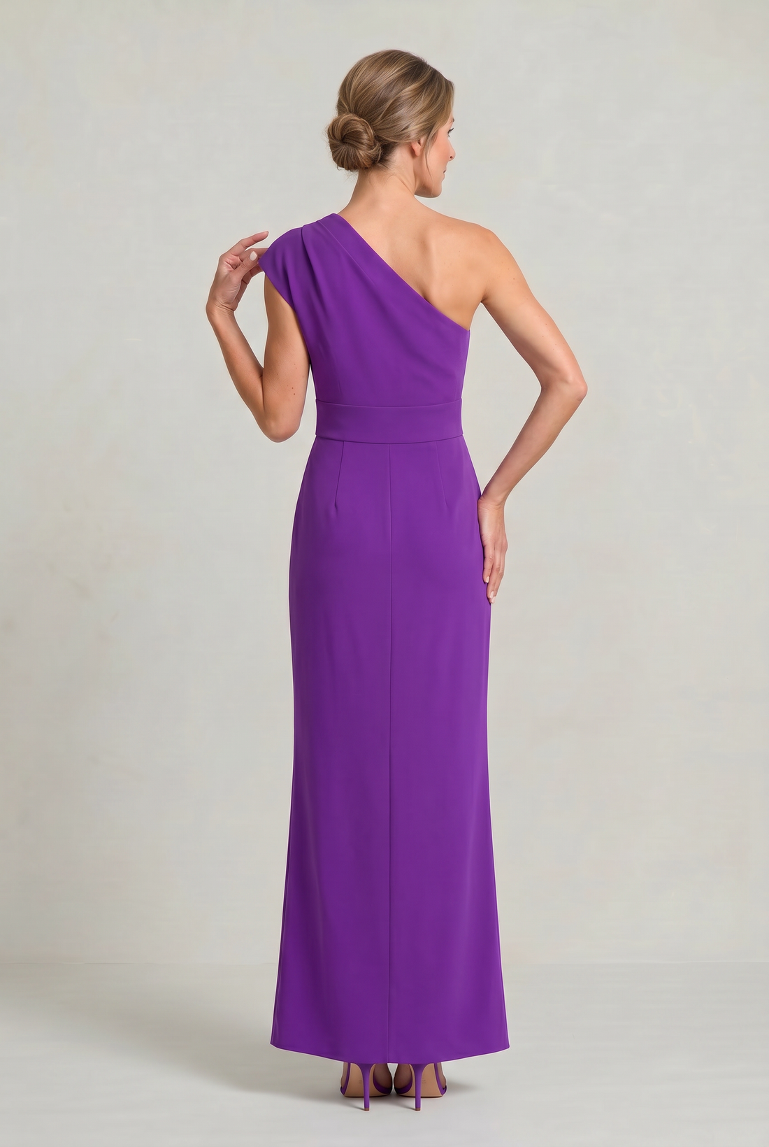 Women's One-Shoulder Maxi Evening Dress - Asymmetric Neckline