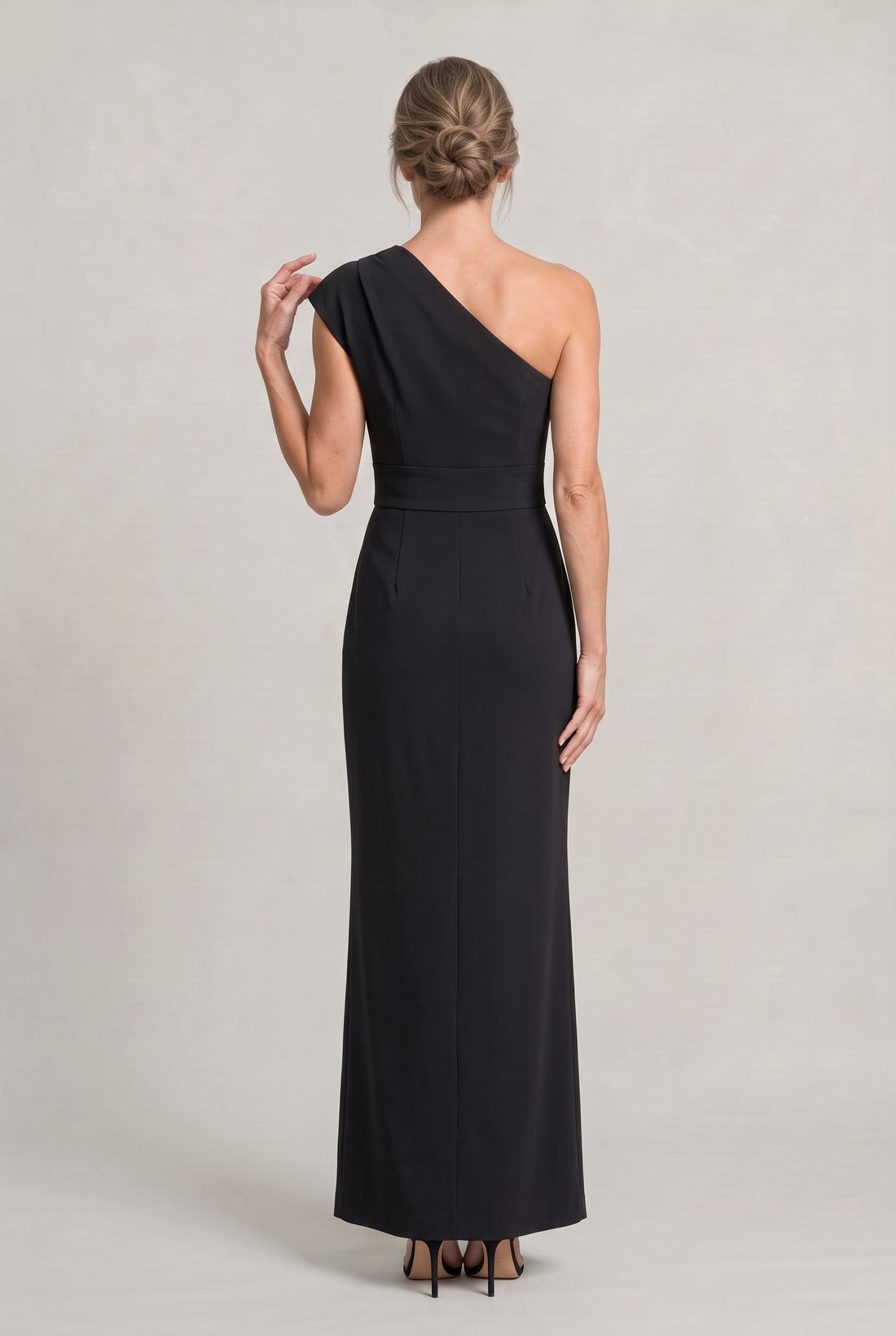 Women's One-Shoulder Maxi Evening Dress - Asymmetric Neckline