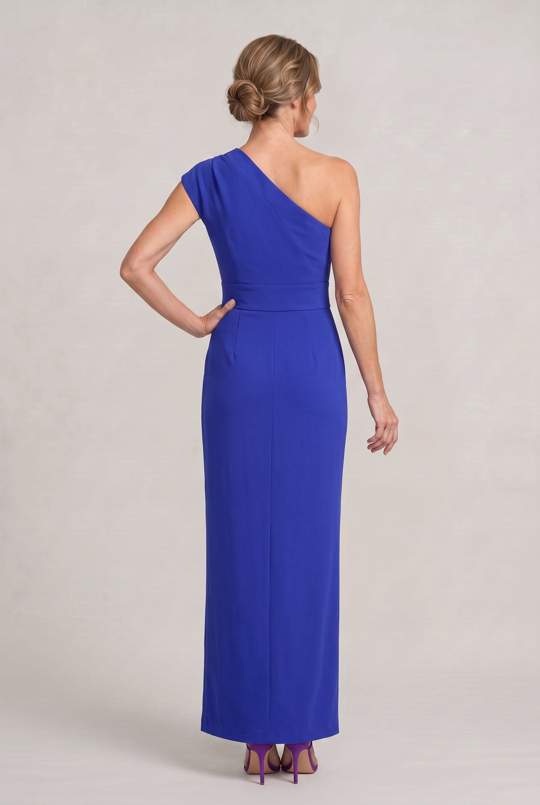 Women's One-Shoulder Maxi Evening Dress - Asymmetric Neckline