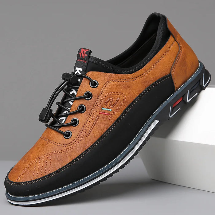 Men’s Leather Look Comfort Shoes – Smart Casual Lace-Up Design