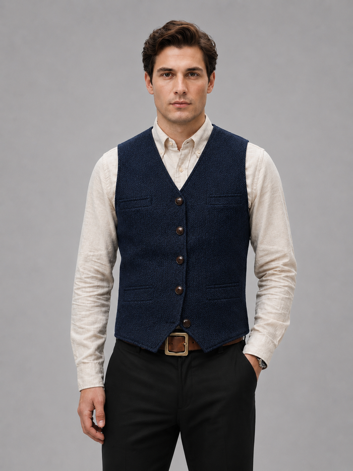 Men’s Tweed Waistcoat – Tailored Smart Casual Vest