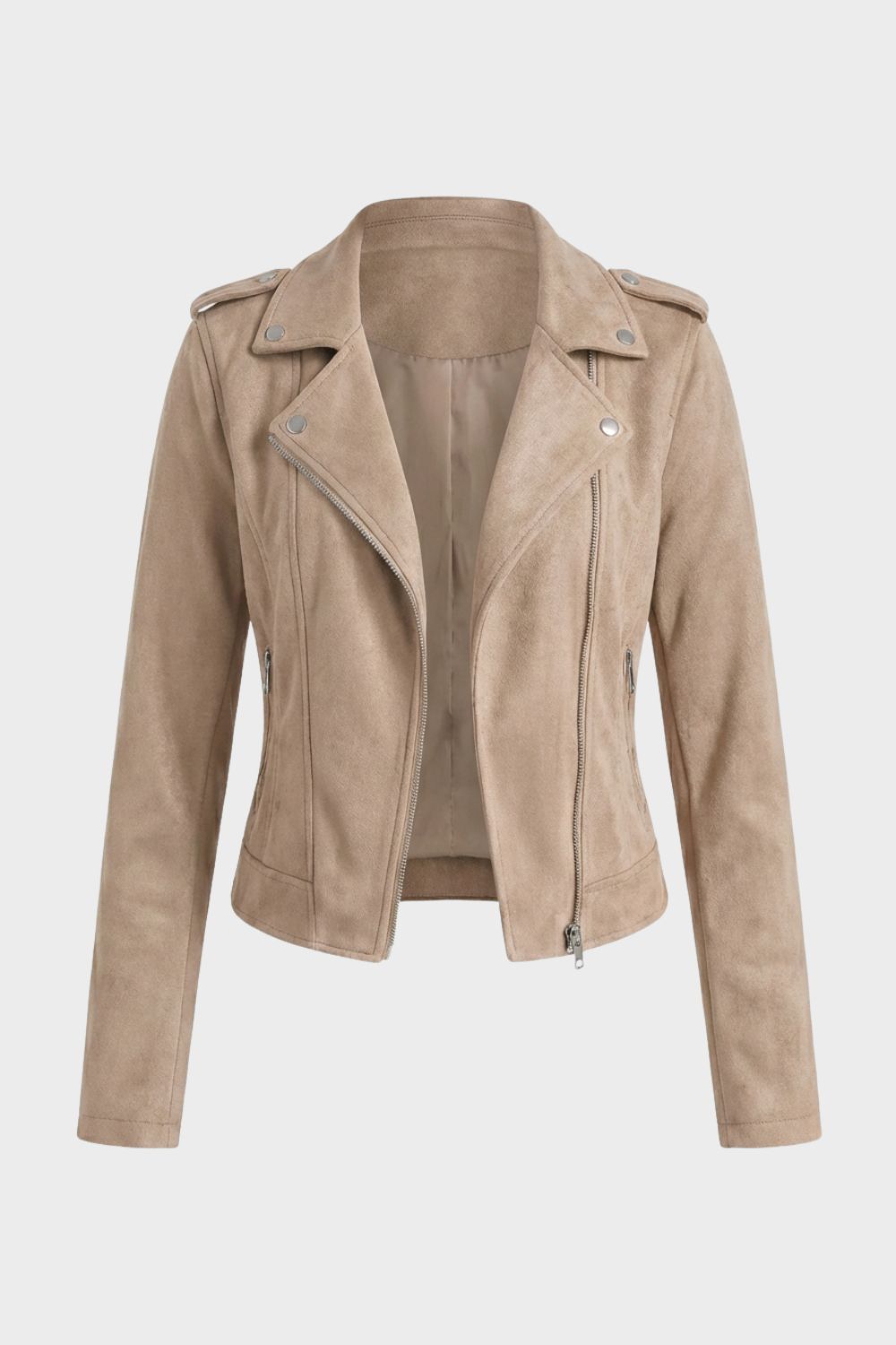 Women's Leather Biker Jacket with Zip