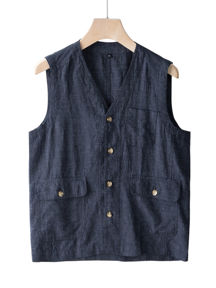 Élan Indigo Linen Vest