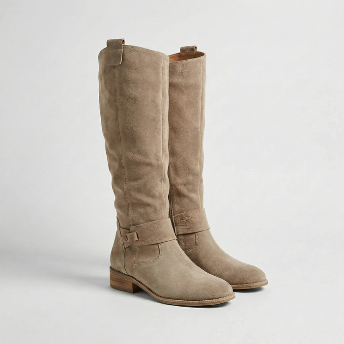 Women’s Knee-High Slouch Boots – Suede Look Elegance