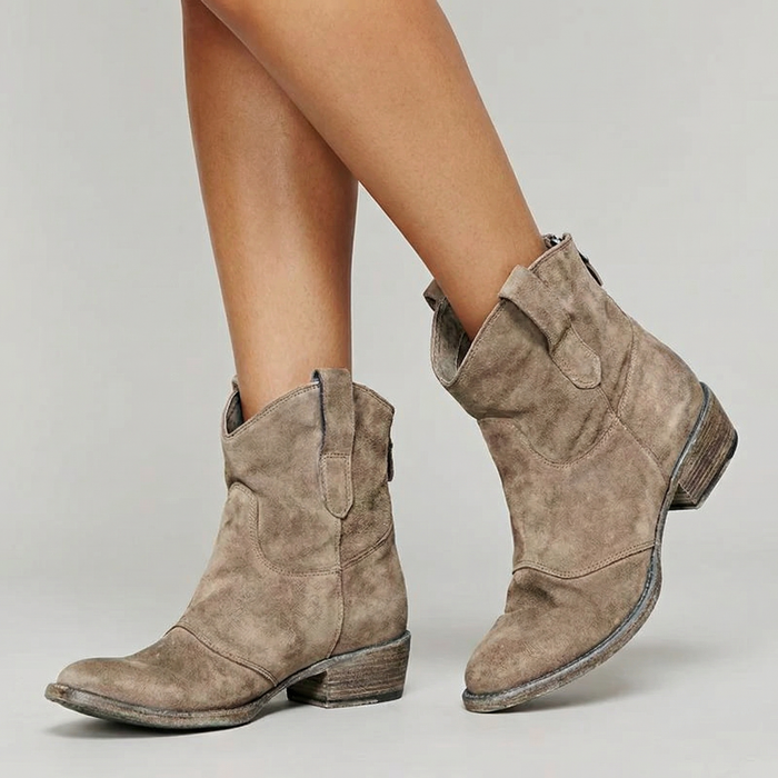Women’s Western Ankle Boots – Leather Look Design