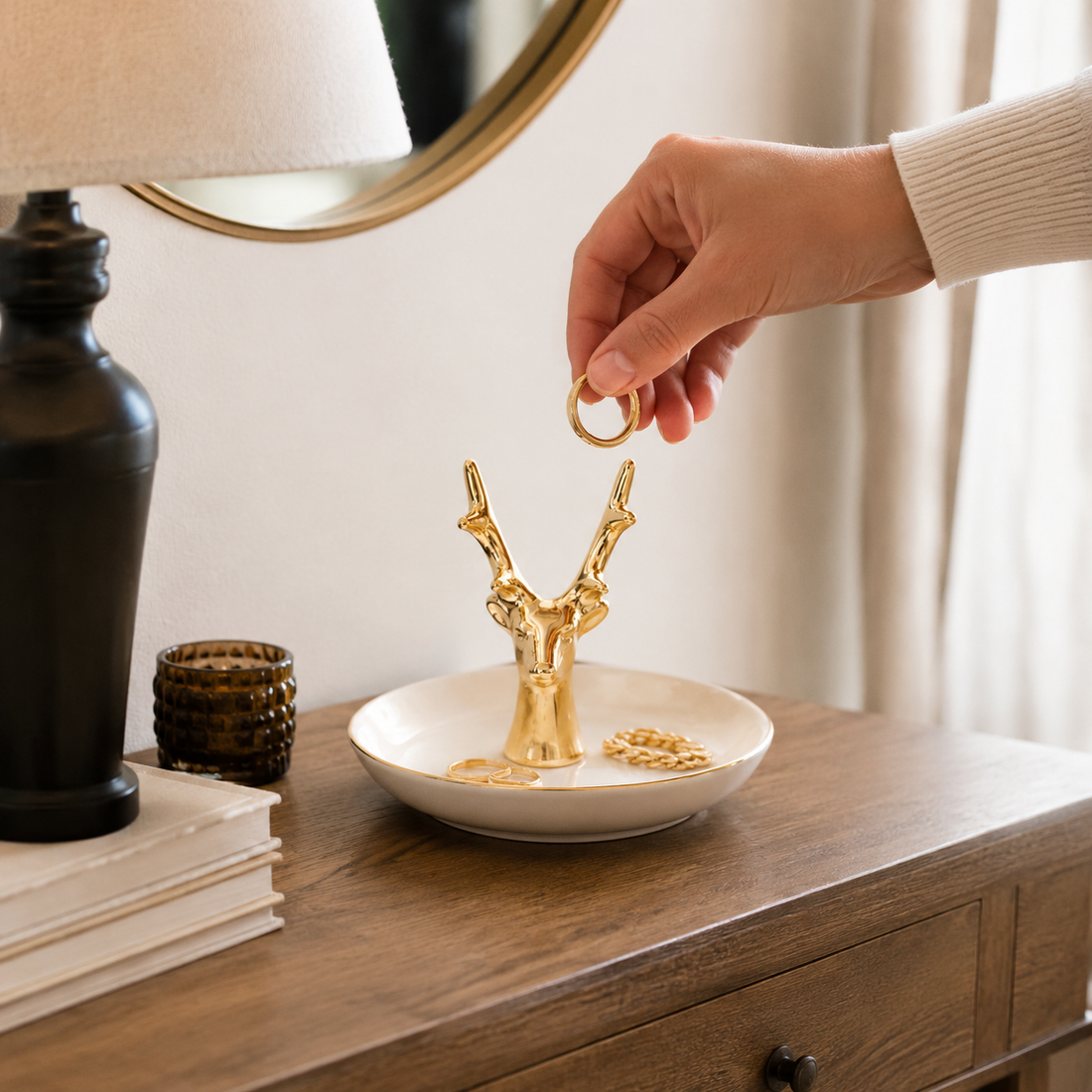 Romano Porcelain Jewelry Tray - Styled Room Scene