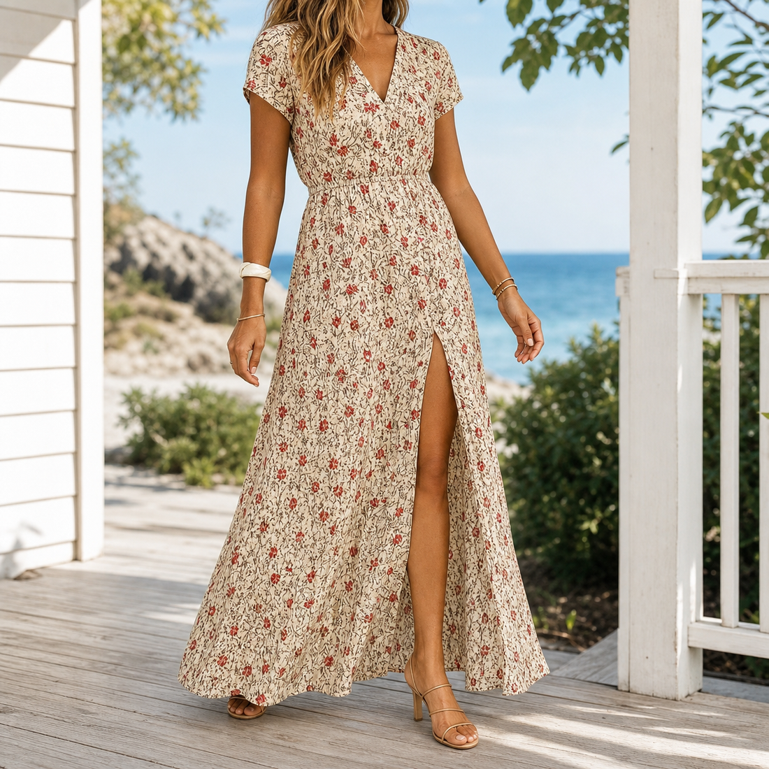 Alba-June Wrap Maxi Dress - Red