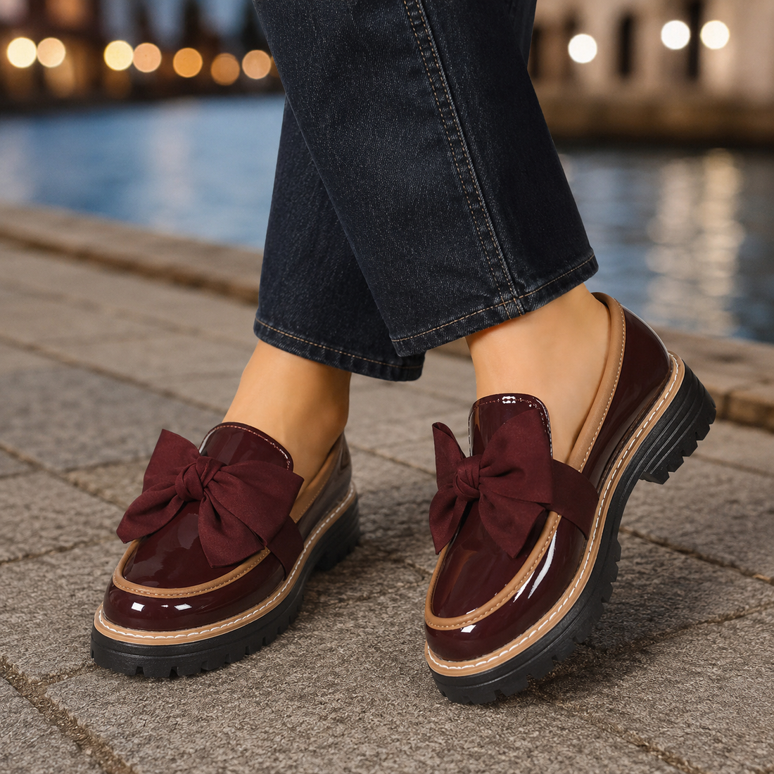 Cortona Bow Loafers - Brown