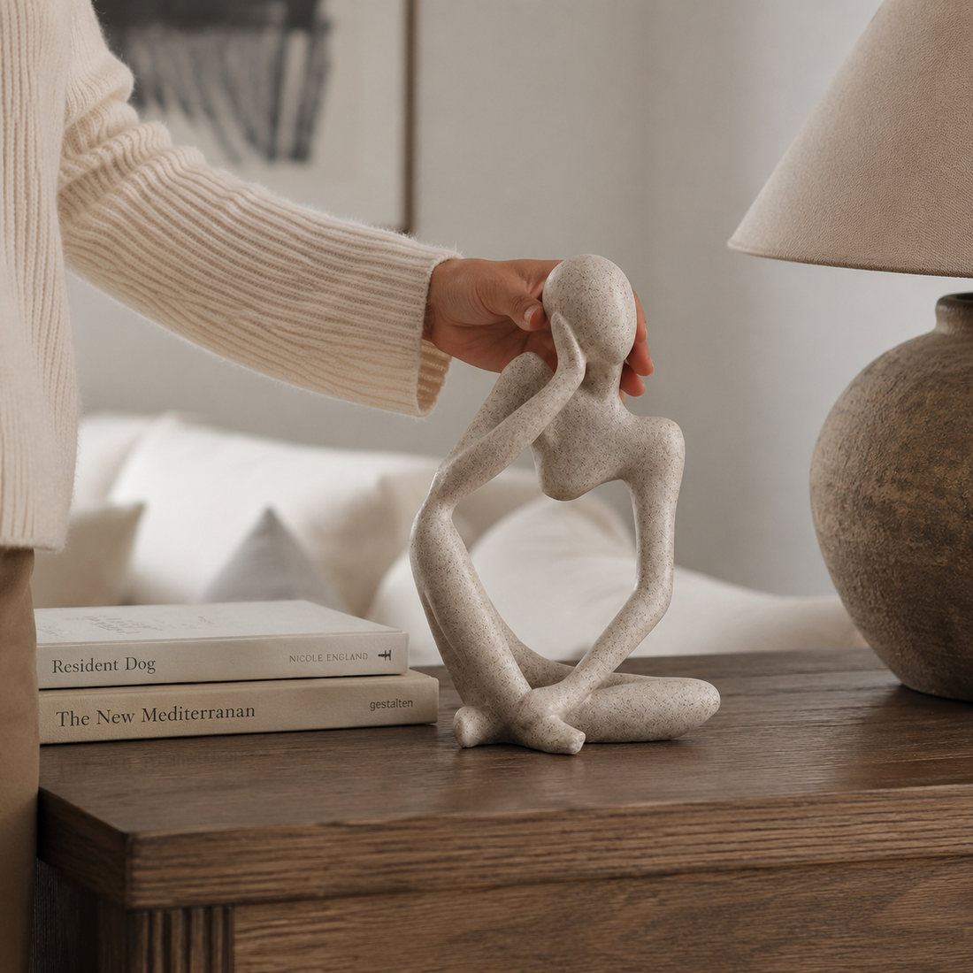 Florian Sculptural Thinker Figurine - Styled Room Scene