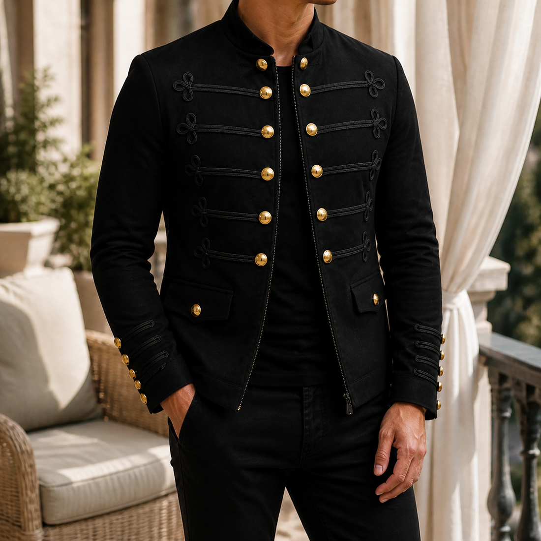 Lysander Military Jacket - Black