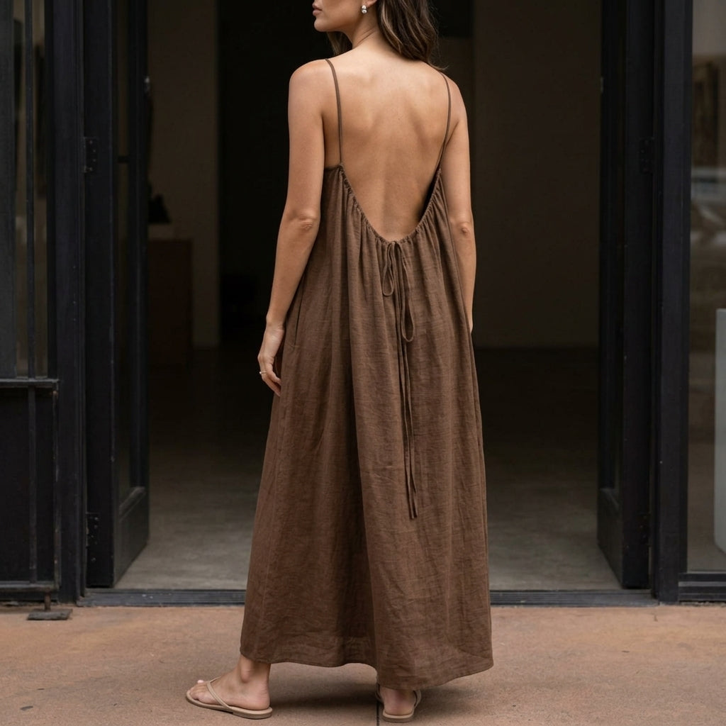 Willa Backless Maxi Dress - Marron