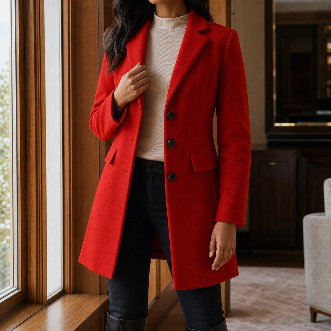Valencia Tailored Coat - Red