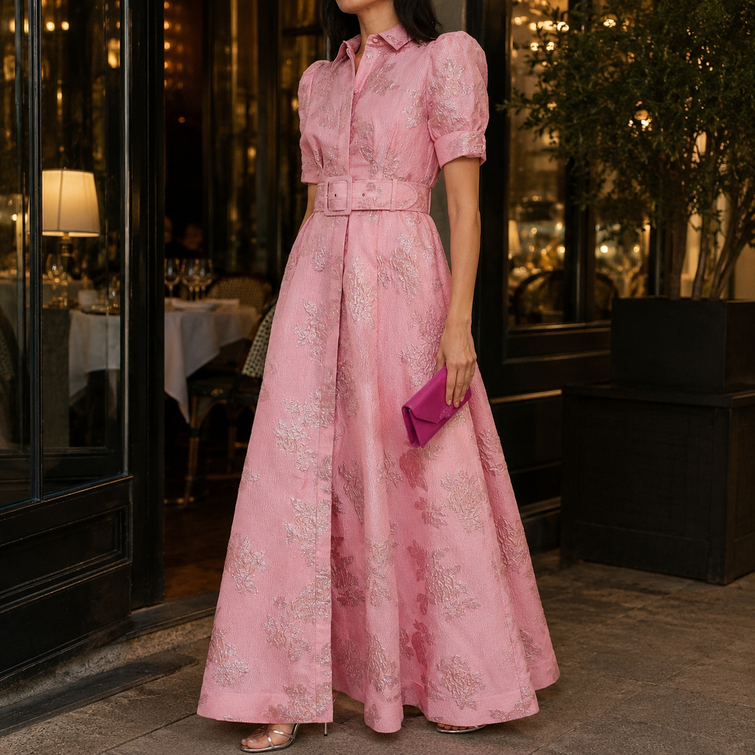 Giulia-Mae Jacquard Maxi Dress - Pink