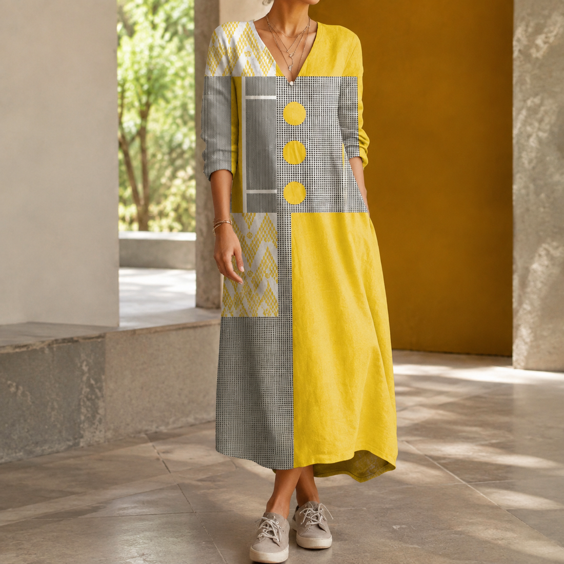 Isabeau-Eve Patchwork Dress - Multicolor