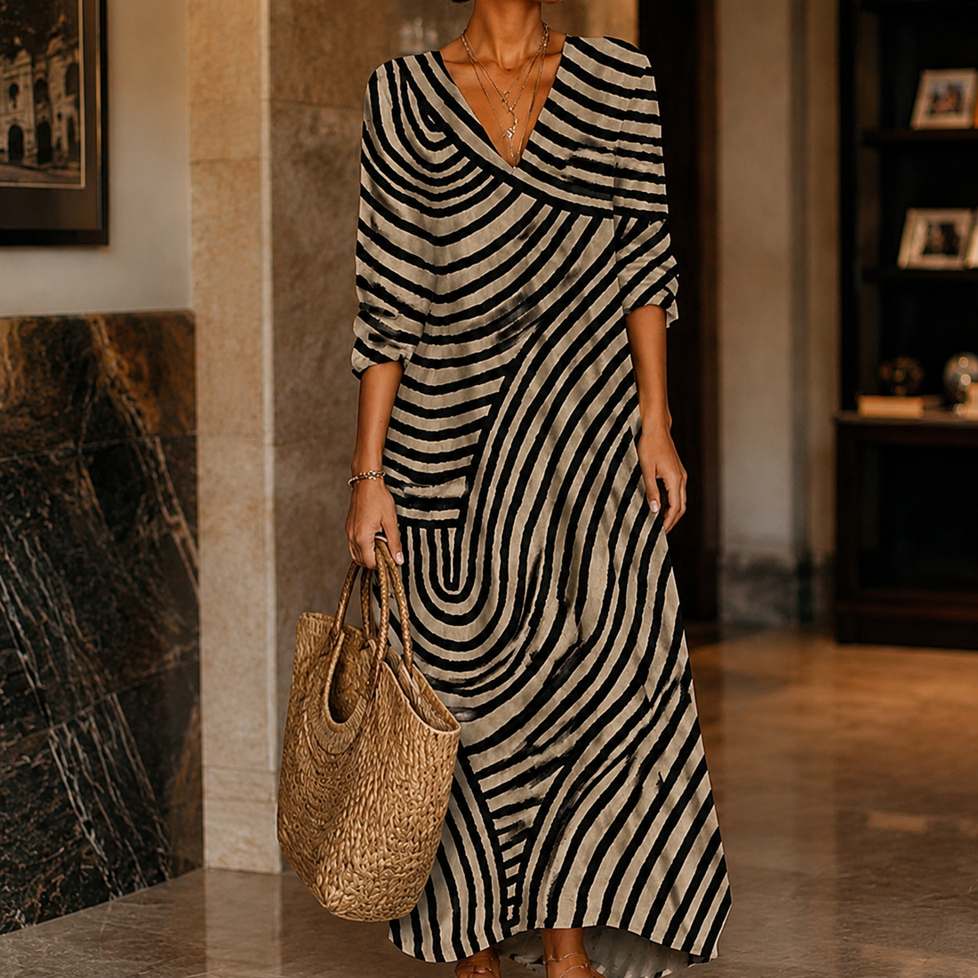 Stella-Rose Abstract Midi Dress - Multicolor