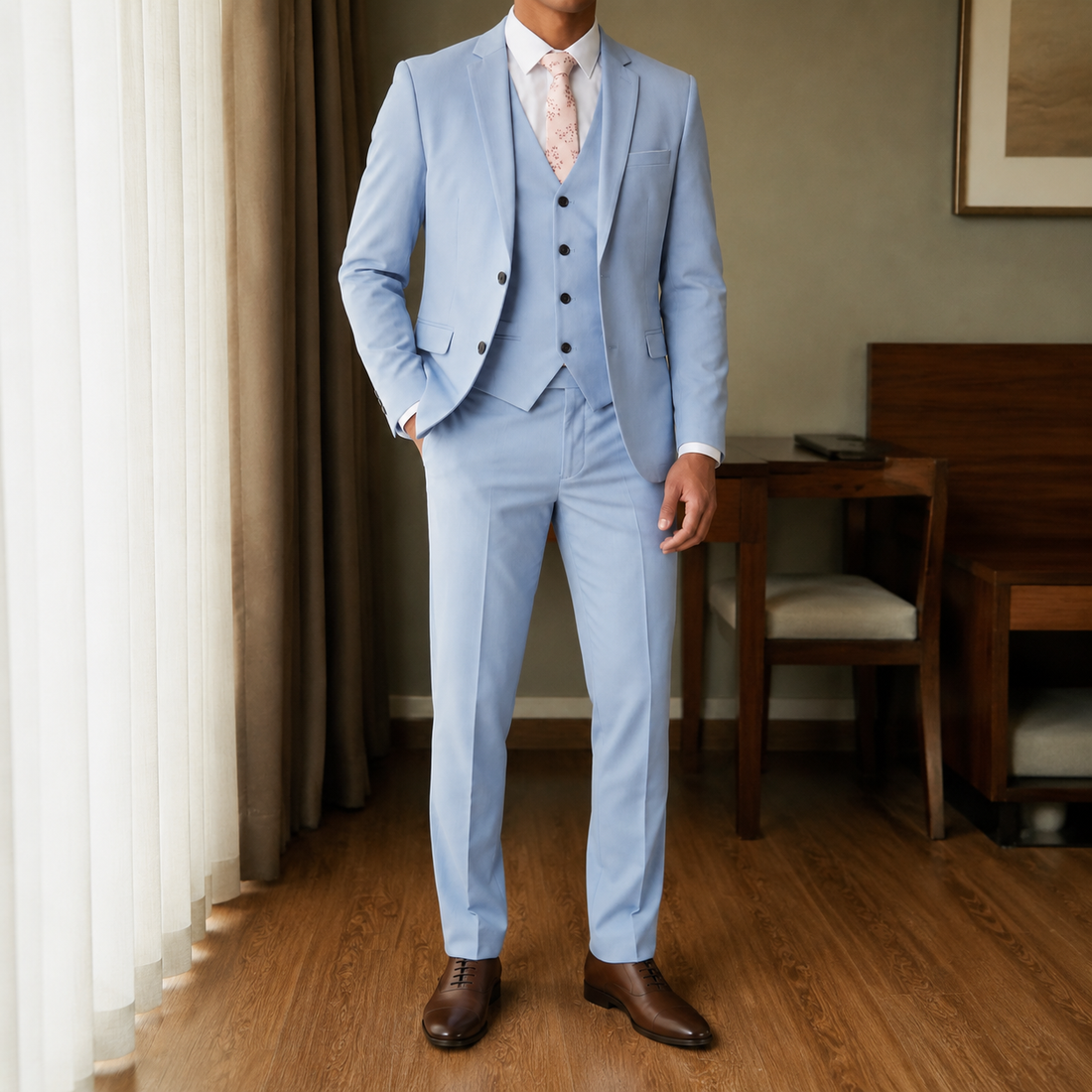 August Slim Suit - Light Blue
