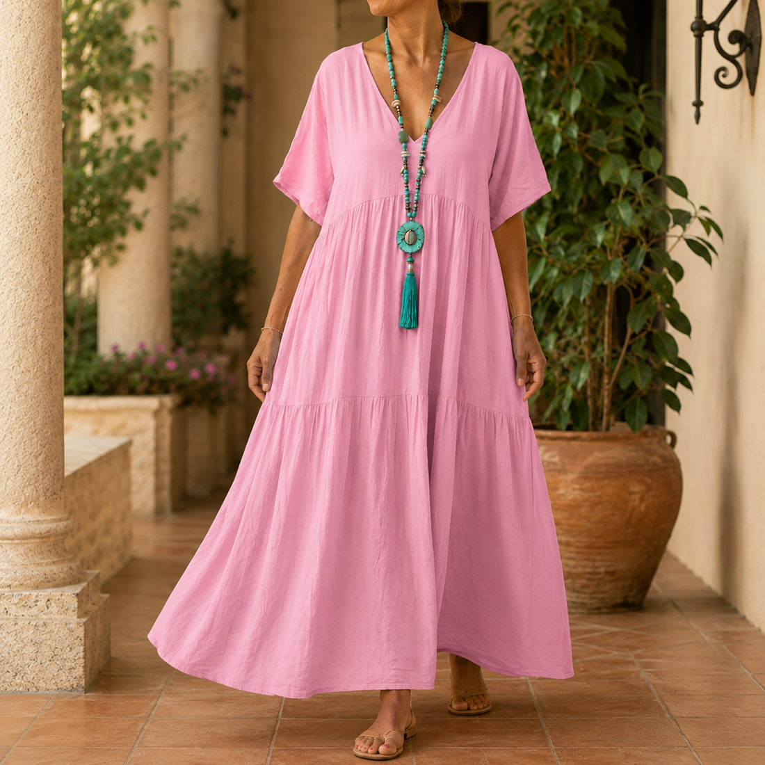 Tatiana Tiered Maxi Dress - Pink