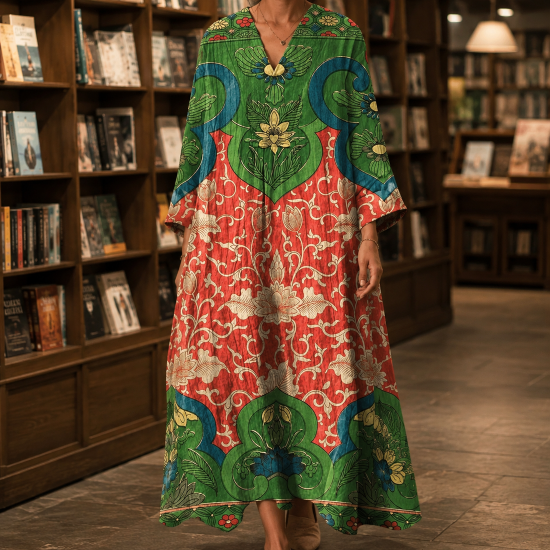 Astrid-June Lotus Maxi Dress - Terracotta Green