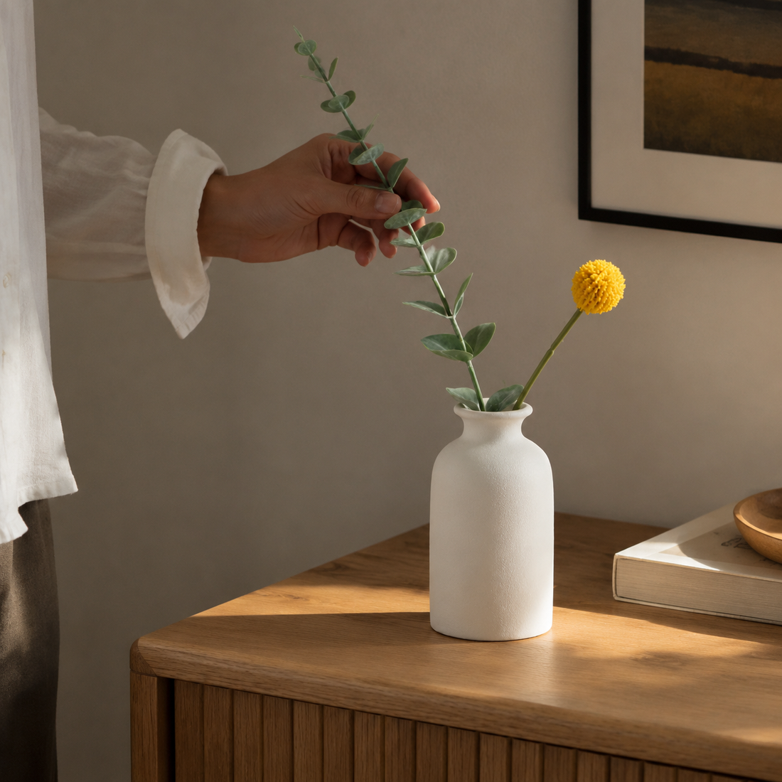 Fernbank Sculptural Porcelain Vase - Styled Room Scene