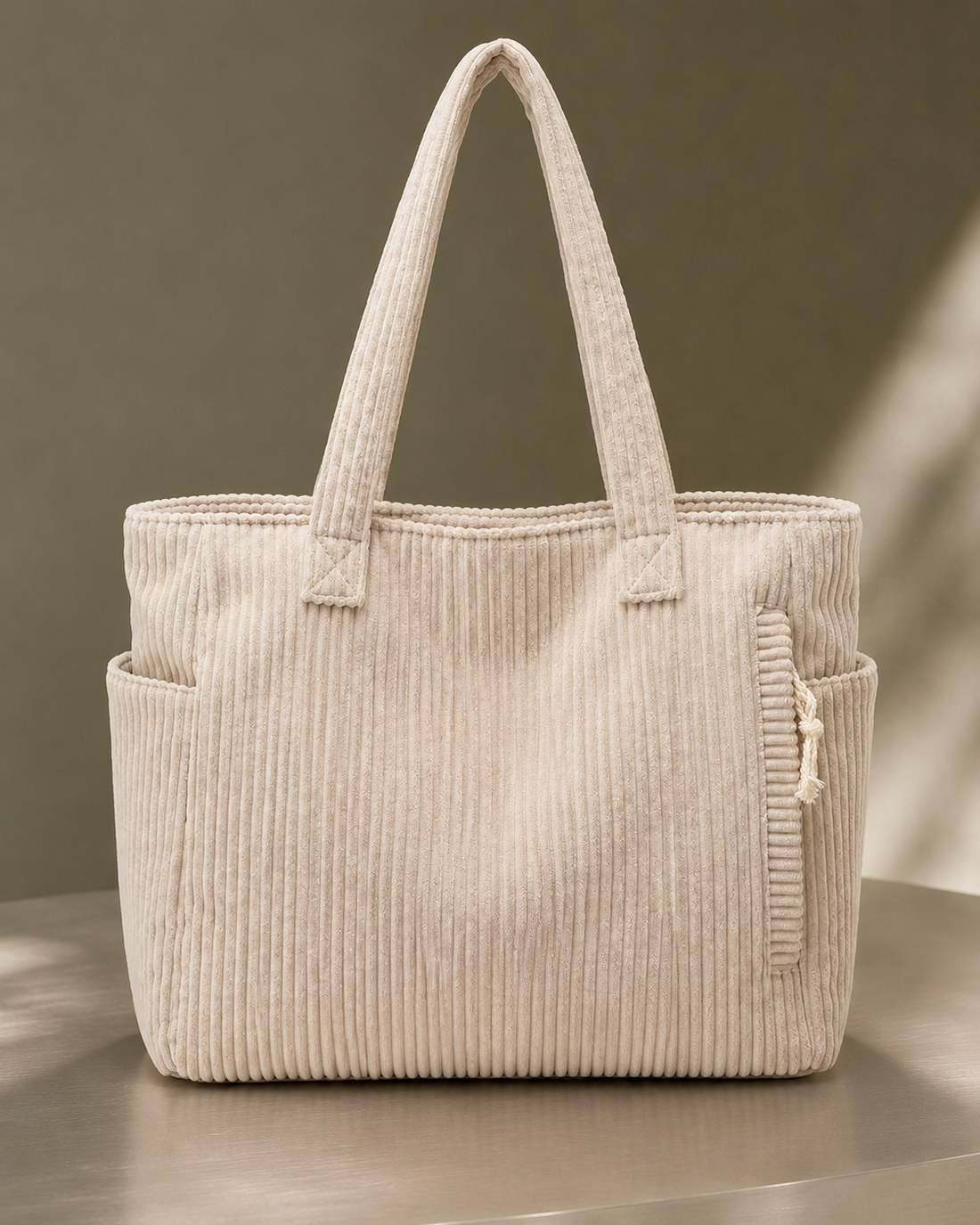 Campana Ribbed Tote - Beige