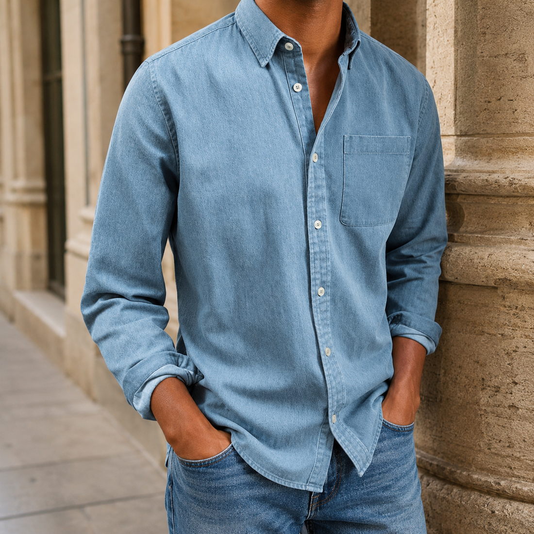 Dorian Chambray Shirt - Light Blue