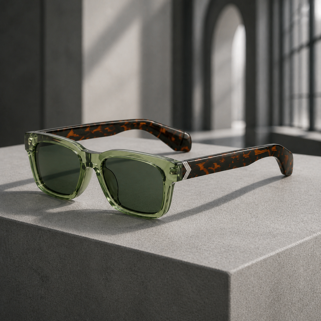 Pascal Rectangular Sunglasses - Green