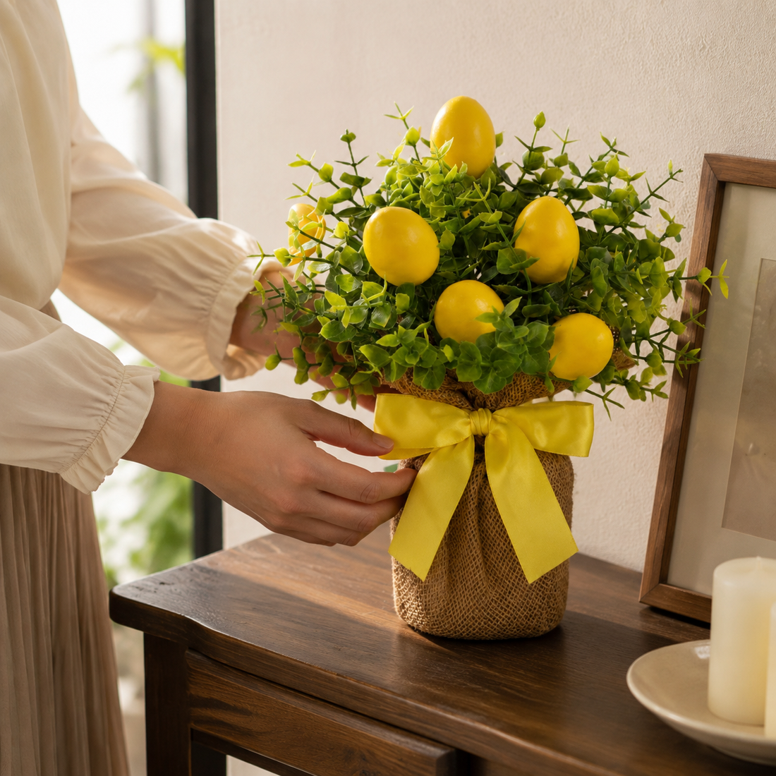 Evander Lemon Eucalyptus Arrangement - Styled Room Scene