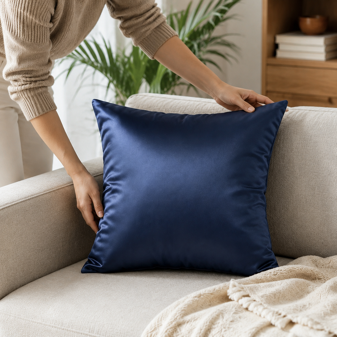Springvale Satin Cushion Cover - Styled Room Scene