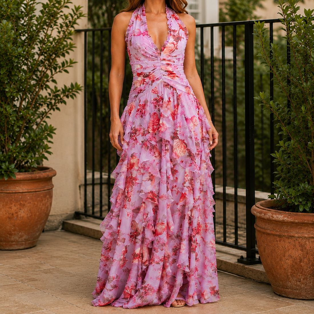Lara Halter Maxi Dress - Pink
