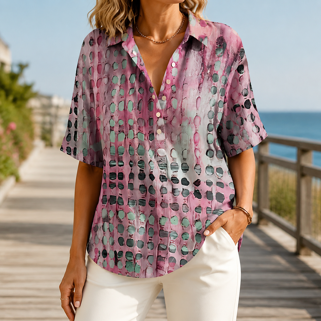 Elara-Lane Relaxed Top - Pink