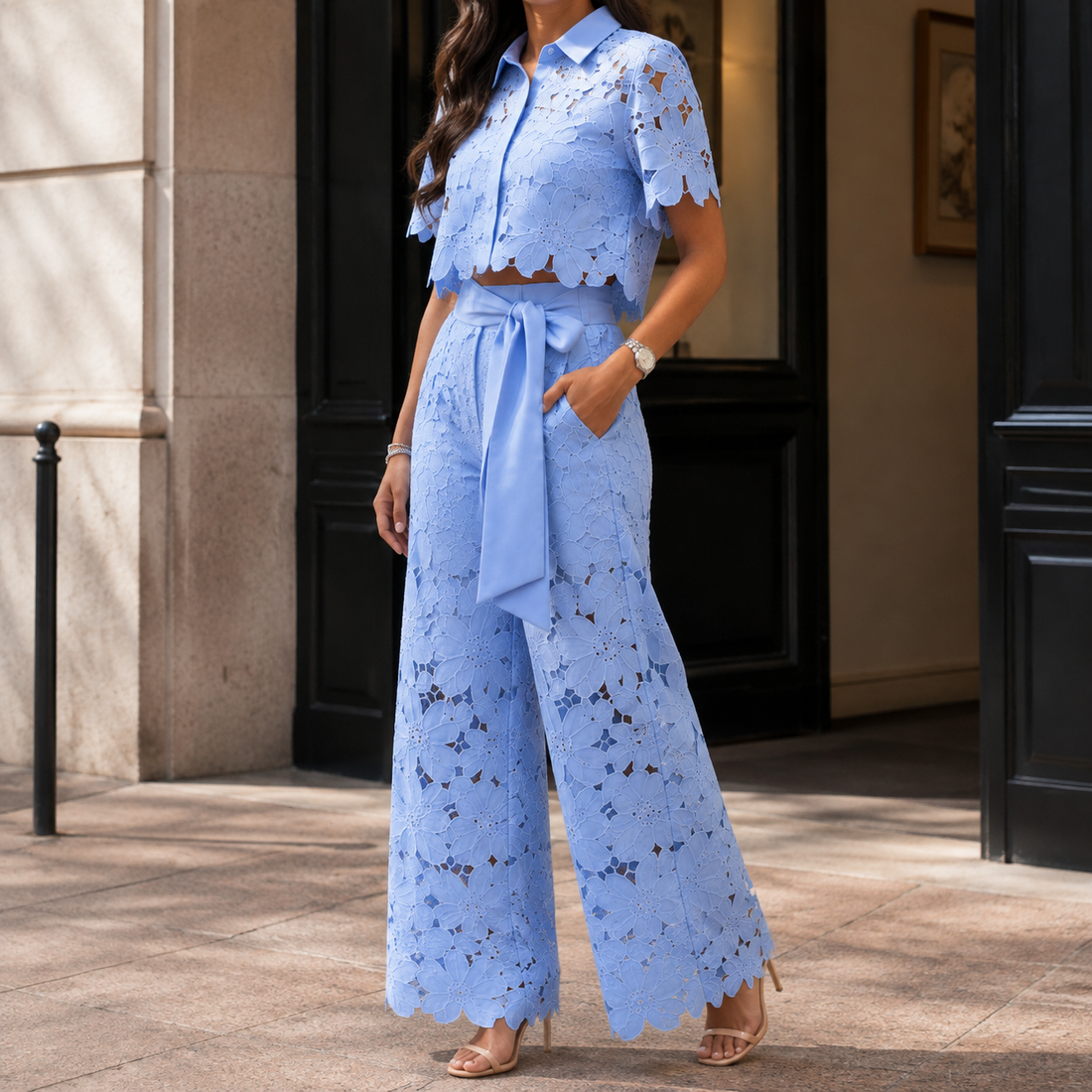 Willa Wide-Leg Set - Light Blue