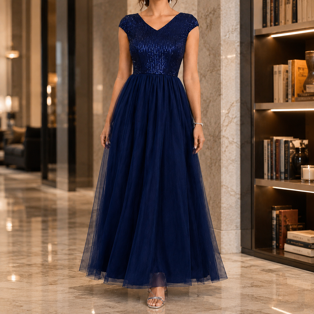 Francesca-Faye Sequin Maxi Dress - Dark Blue