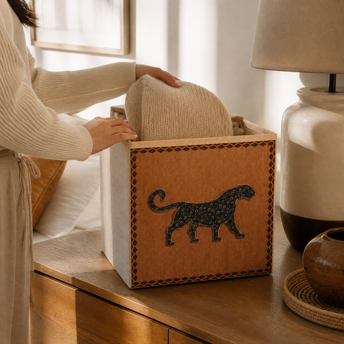 Montgomery Printed Storage Basket - Styled Room Scene