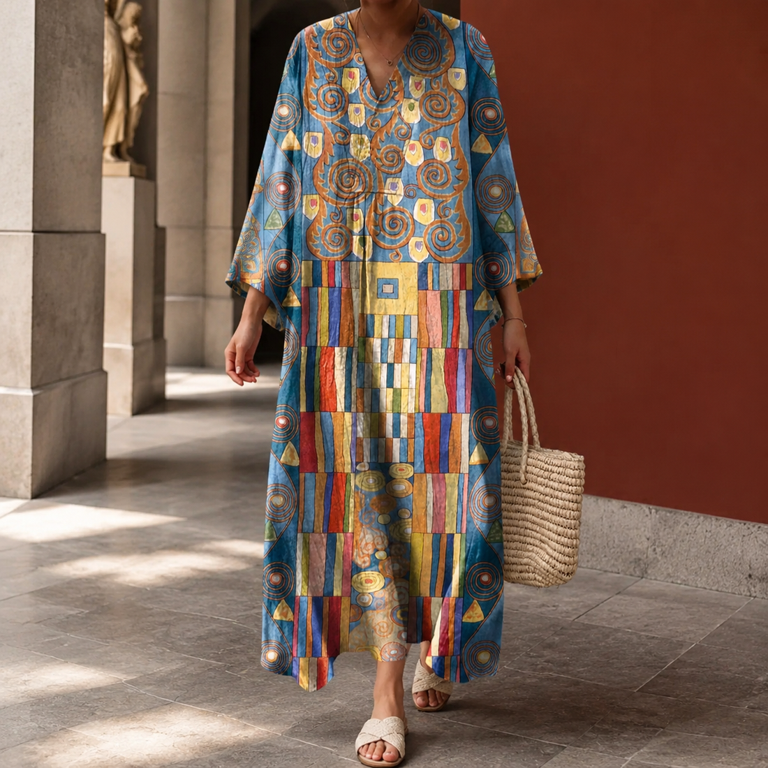 Marisol-Marie Bohemian Maxi Dress - Blue Multicolor