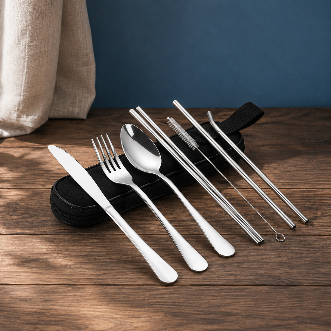 Caleb Travel Cutlery Set - Silver
