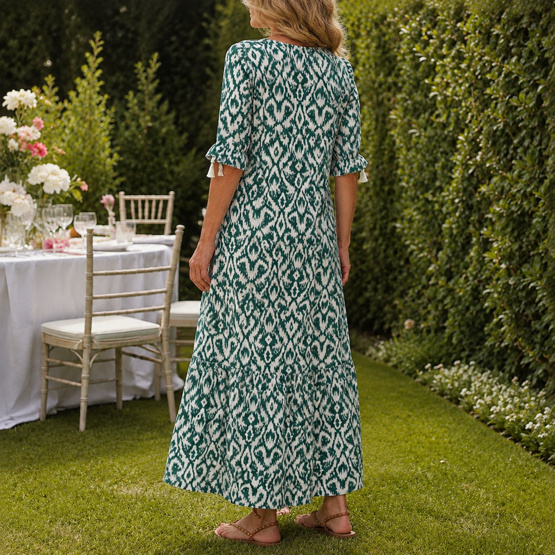 Ada Ikat Maxi Dress - Lead Alternate View