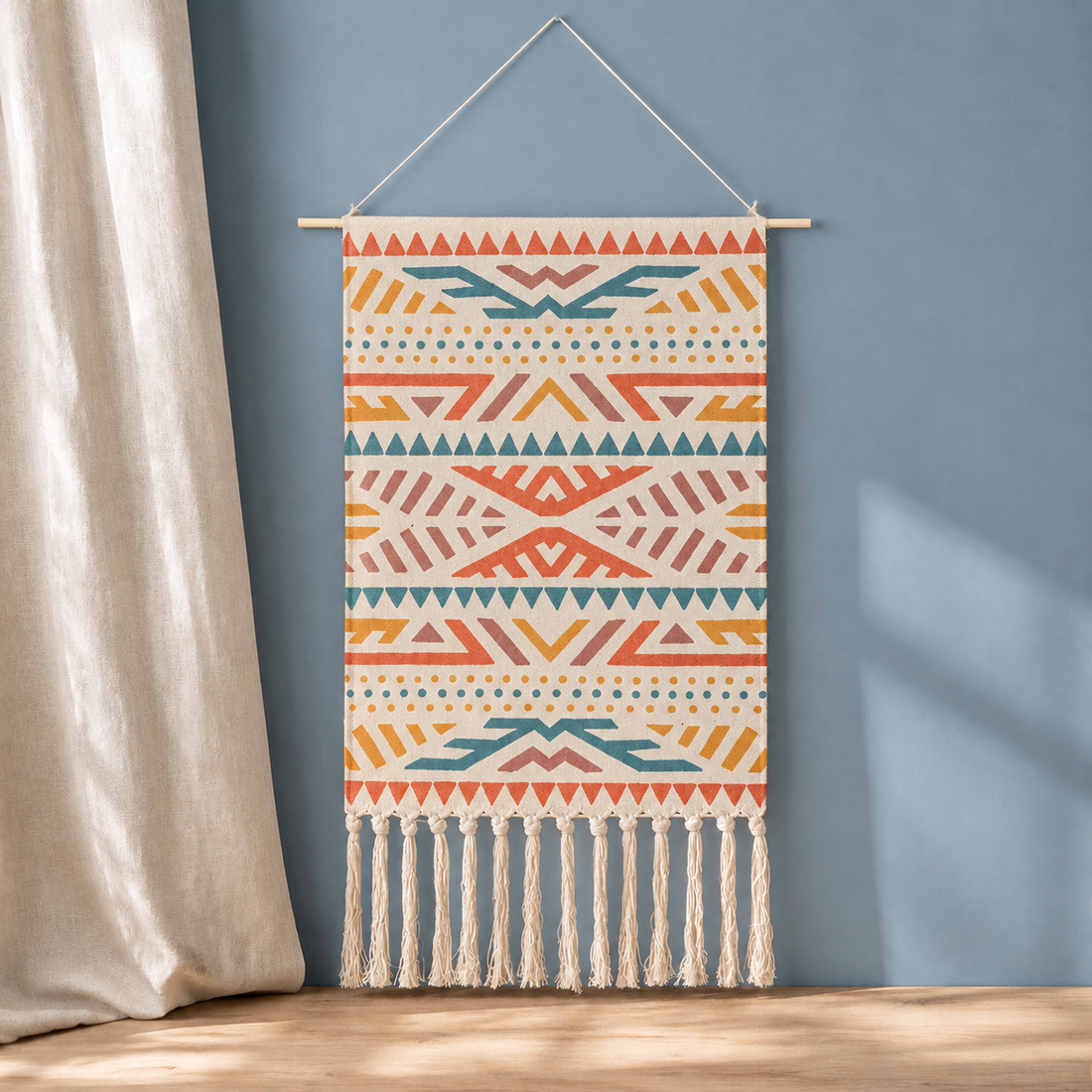 Florian Geometric Wall Hanging - Coral Teal Geometric