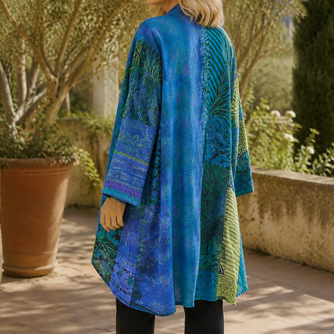 Celine-Sage Patchwork Cardigan - Lead Alternate View