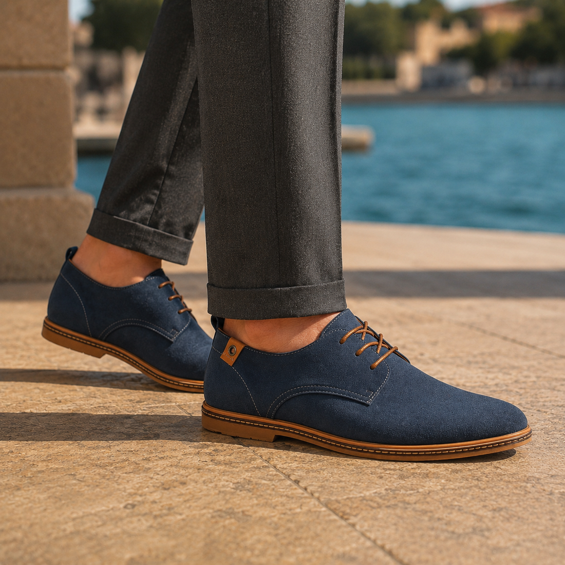 Dario Lace-Up Derby Shoes - Lead Alternate View