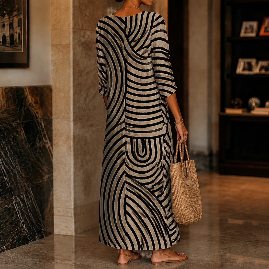 Stella-Rose Abstract Midi Dress - Lead Alternate View