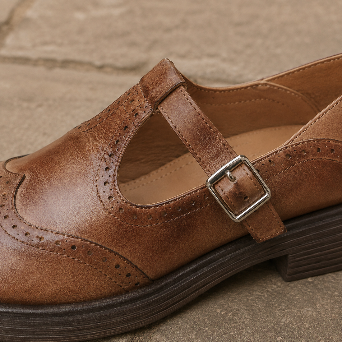Veralli Brogue Mary Janes - Lead Product Detail