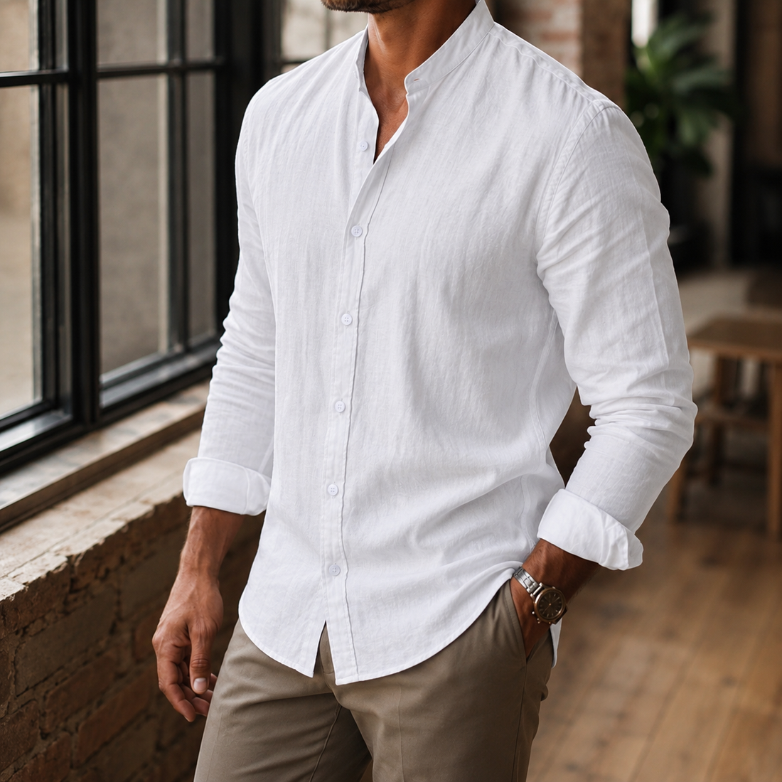 Knox Stand Collar Shirt - Lead Alternate View