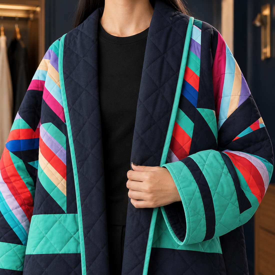 Tallulah-Rose Patchwork Jacket - Lead Product Detail
