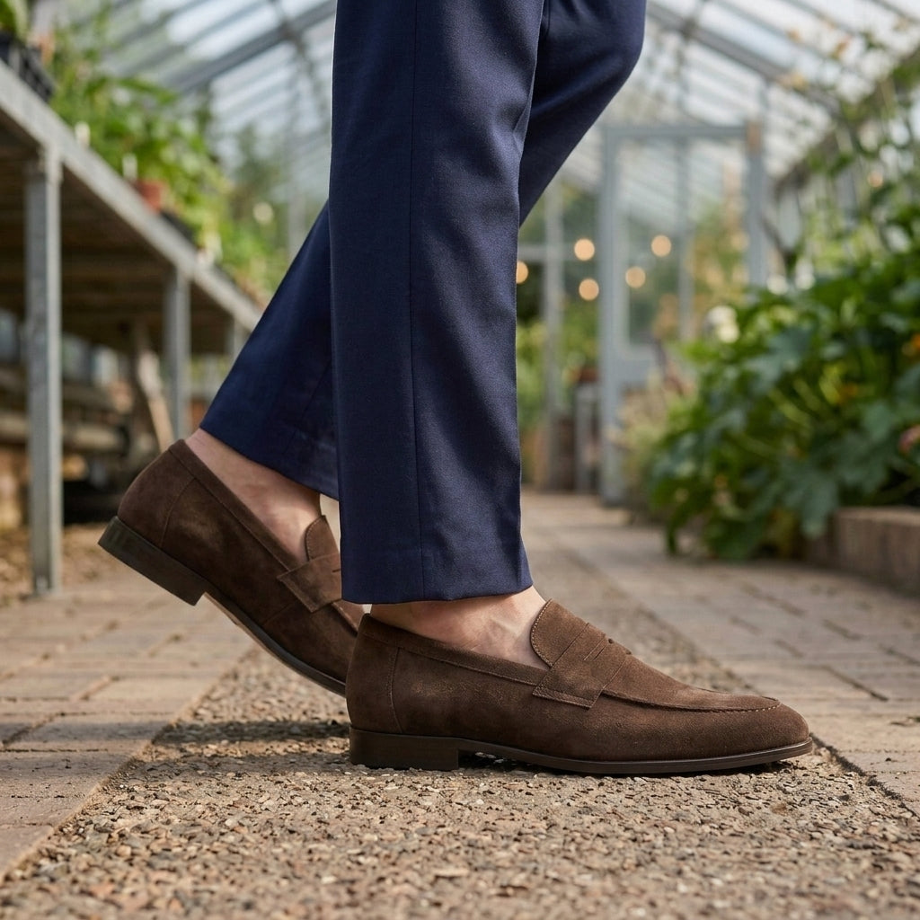 Dario Suede Penny Loafers - Lead Alternate View