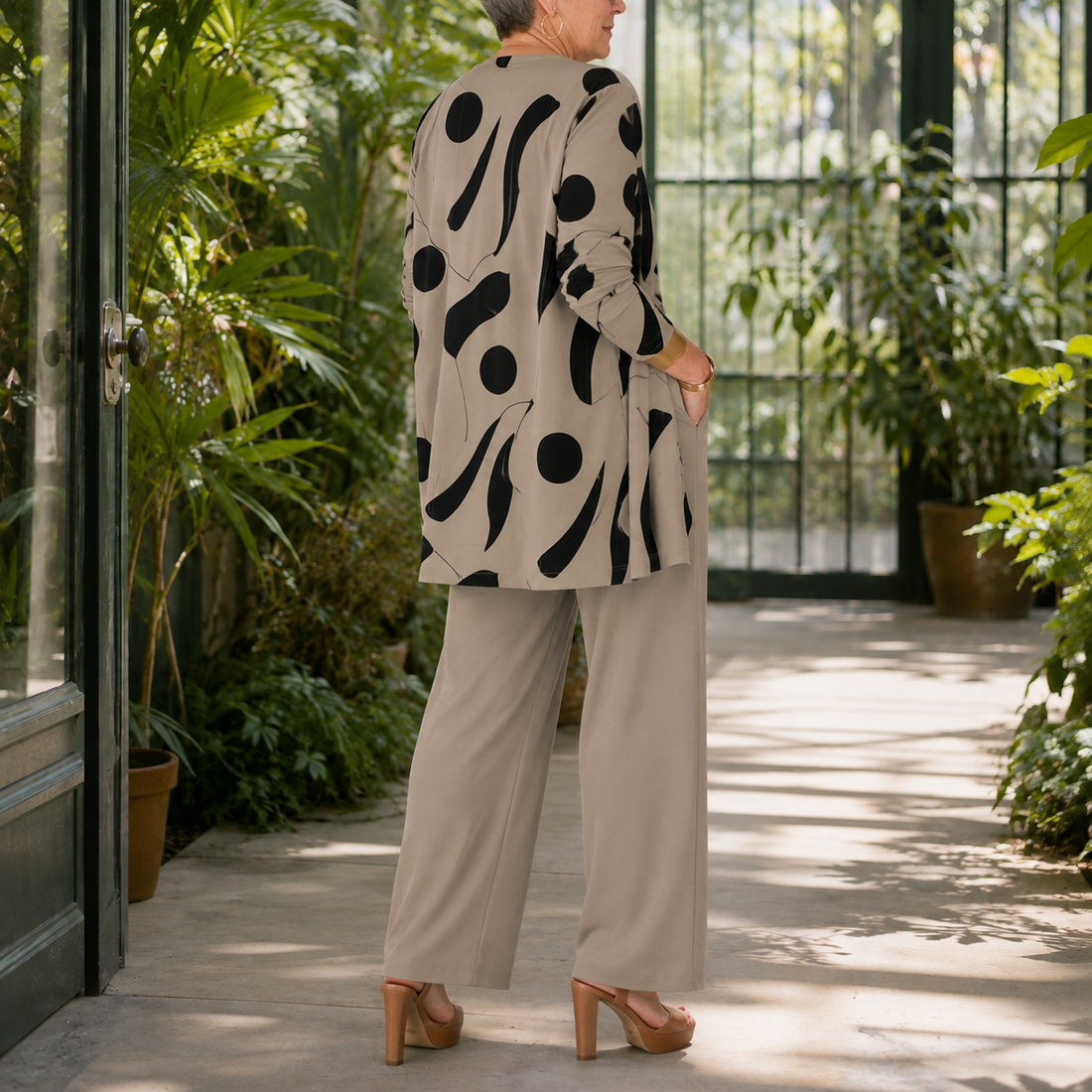Celeste Printed Pants Set - Lead Alternate View