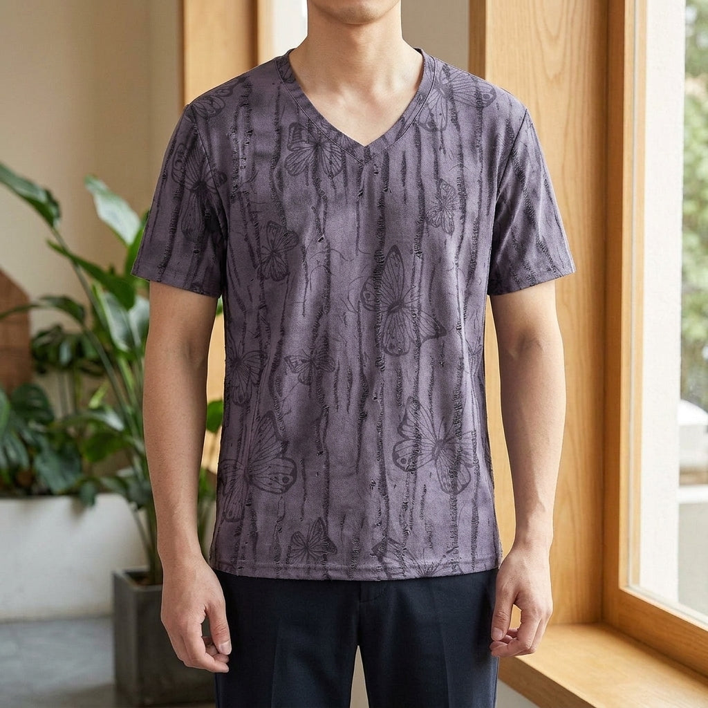 Austin V Neck T-Shirt - Purple