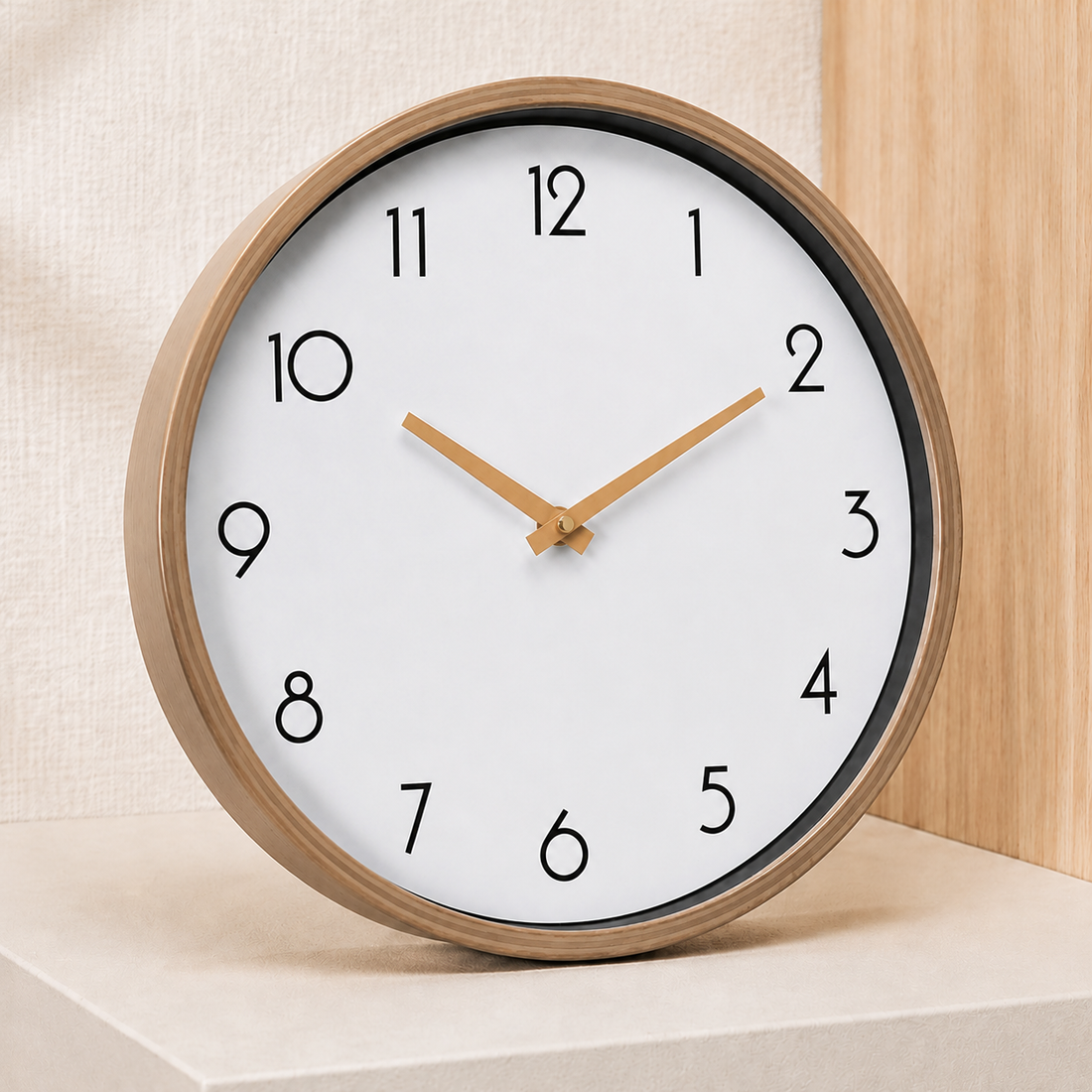 Carter Nordic Wall Clock - Black Inner Frame Wood Grain Clock