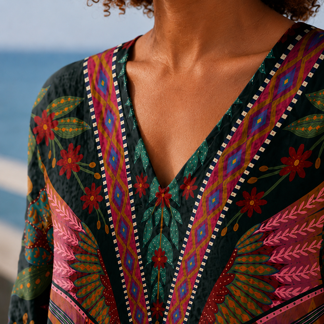 Carmen-Elise V-Neck Tunic - Lead Product Detail